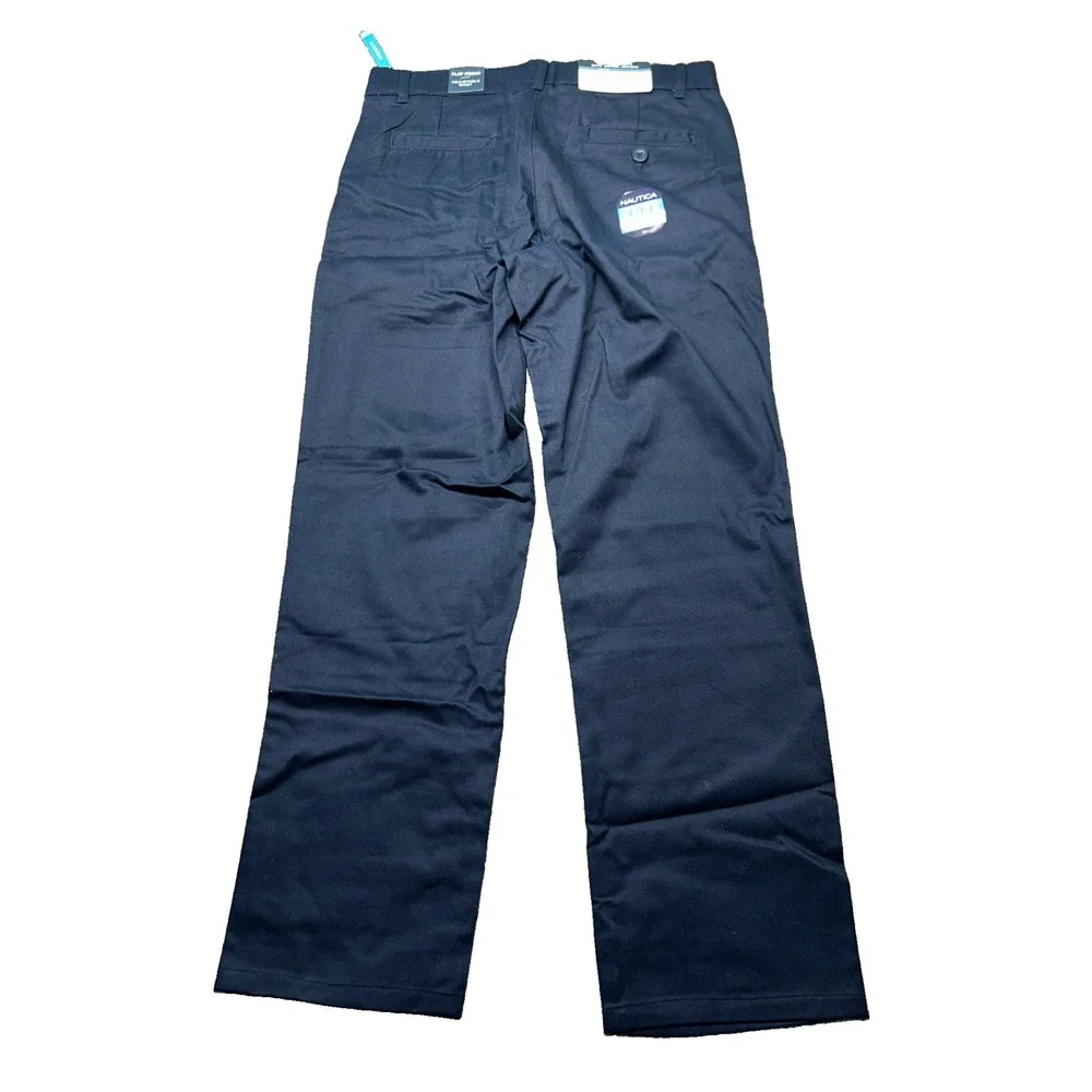 Nautica Boys School Uniform Pants 14 Husky Navy Blue Adjustable Waist N851055Q